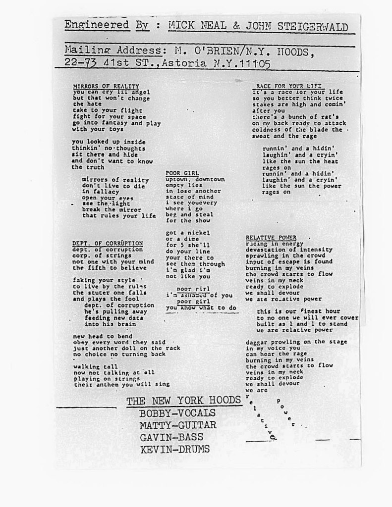 N.Y. Hoods Lyrics (1 of 1)